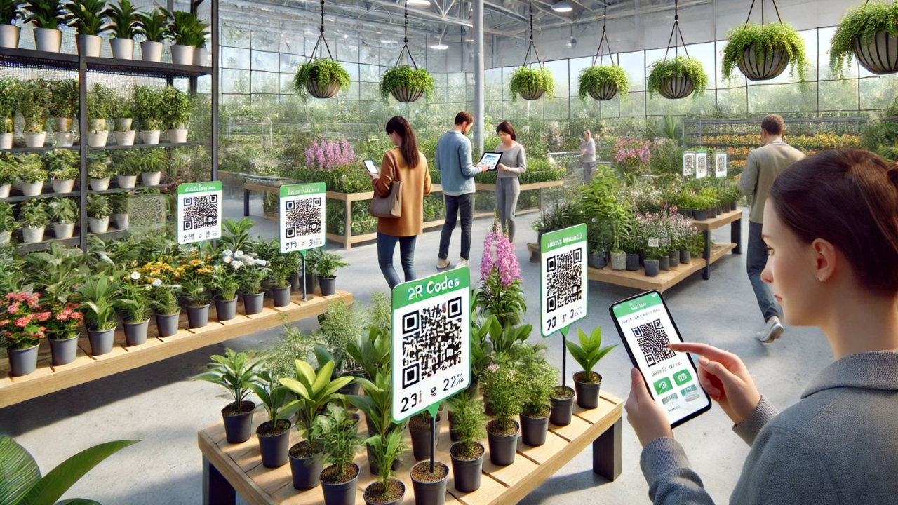 Garden center with QR codes