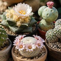 Rare cacti collection with exotic sculptural shapes
