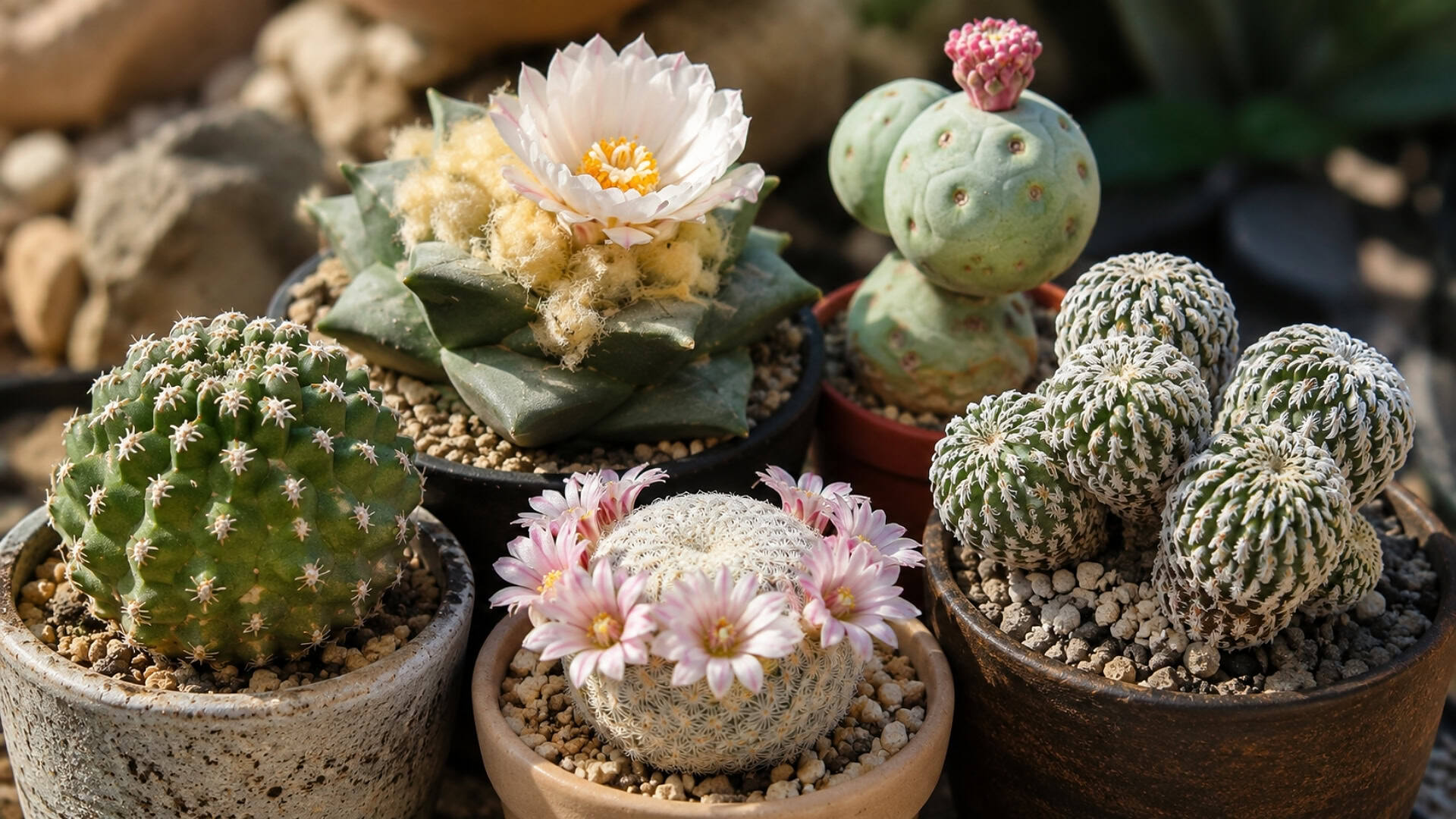 Rare cacti collection with exotic sculptural shapes